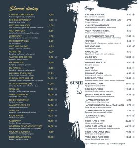 Shared Dining menu